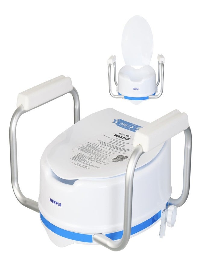 MEXPLE RaiXer6EXT Raised Toilet Seat Raiser with Side Handles | 6 Inch Elevated Toilet Seat for Seniors & Disabled | Commode Raiser with side Safety Arms | Support for Knee, Hip & Recovery Care - Image 1