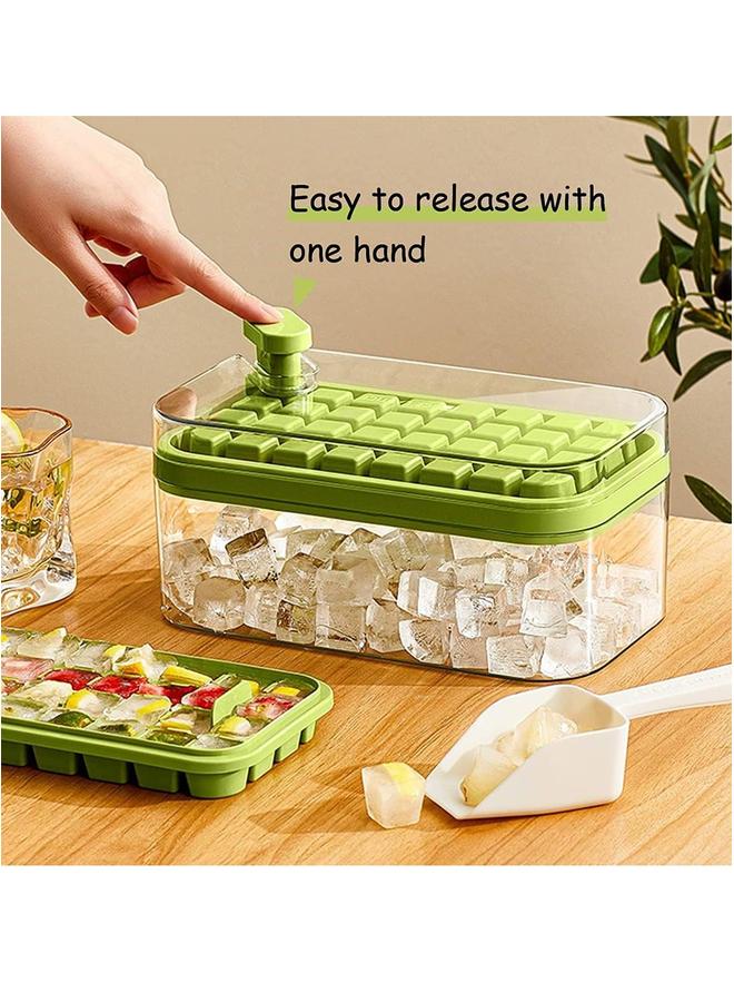 HOMESTAR Ice Cube Tray with Lid and Bin, 2 Pack for Freezer, One Button Press 64 Pcs Mold  - Image 3