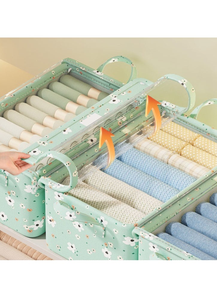 Hanayo 2 Pcs Storage Boxes Foldable Storage Box with Handle Storage Bins Closet Organizers Shelf Baskets Storage Bins with Lid for Clothing Toys Books(Green)  - Image 5