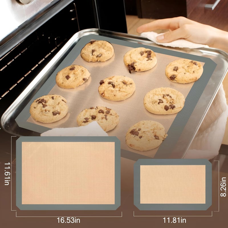 2pcs Silicone Baking Mat Non Stick Unique Liner Oven Sheet Heat Resistant Oven Mats Combo Bakeware (Plain) (Large & Small) - Image 4