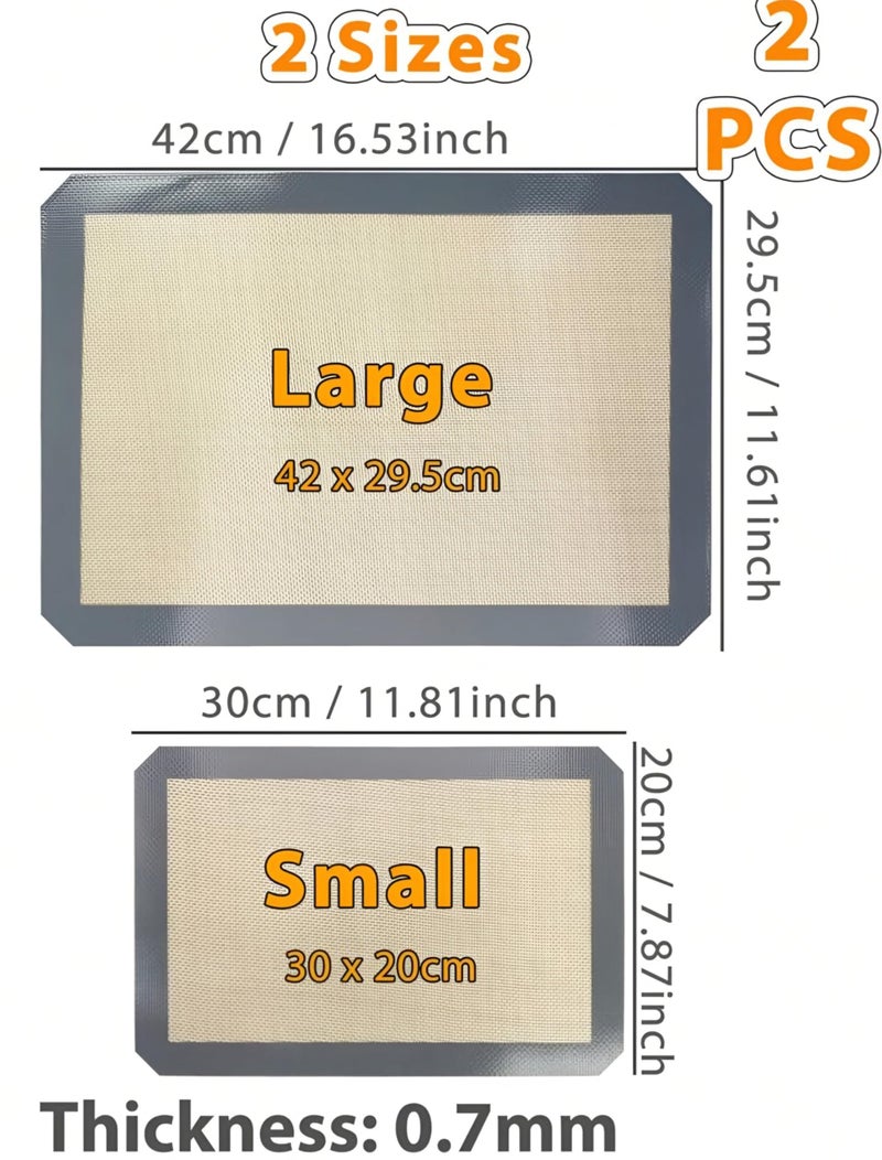 2pcs Silicone Baking Mat Non Stick Unique Liner Oven Sheet Heat Resistant Oven Mats Combo Bakeware (Plain) (Large & Small) - Image 2