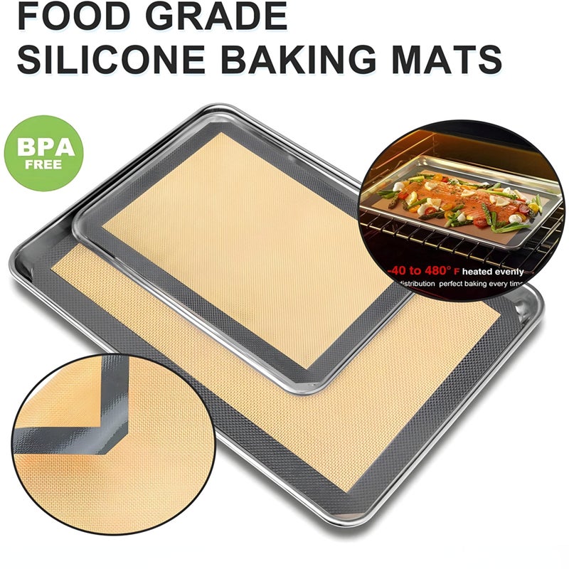 2pcs Silicone Baking Mat Non Stick Unique Liner Oven Sheet Heat Resistant Oven Mats Combo Bakeware (Plain) (Large & Small) - Image 3