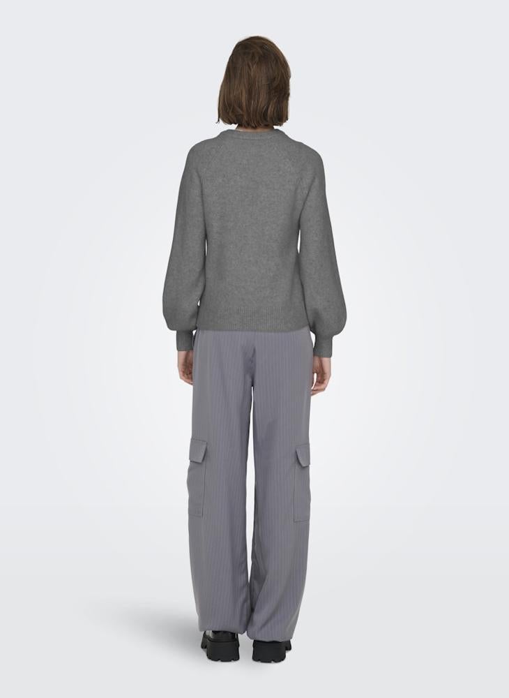 اونلي كنزة   بأكمام طويلة ورقبة دائرية وأزرار محبوكة - Image 2