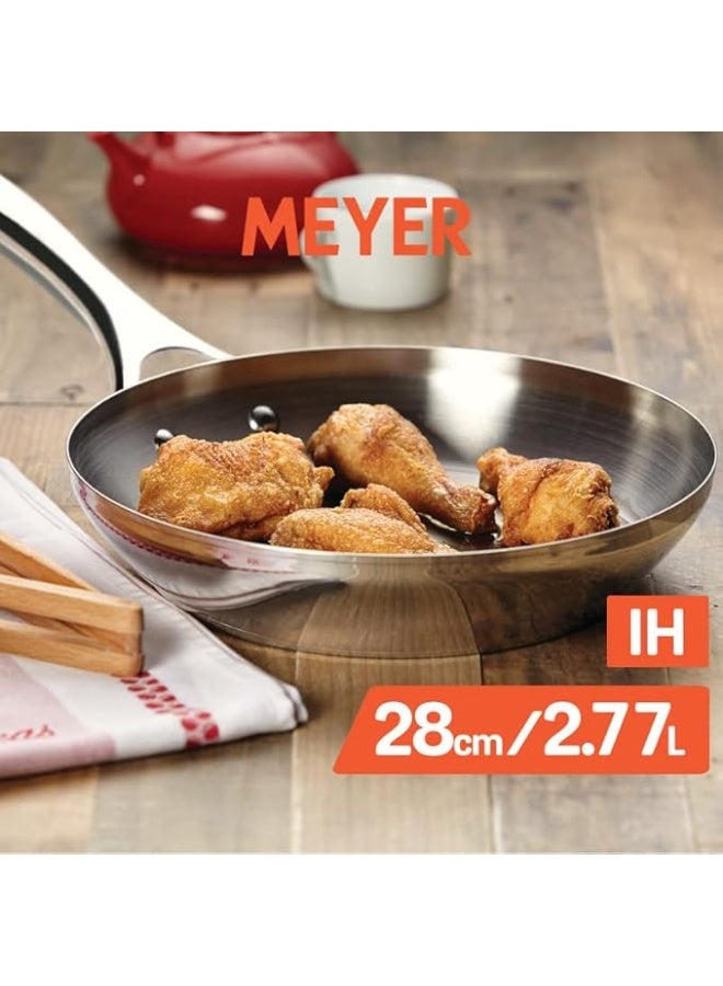 ماير مقلاة "Meyer Select" من الفولاذ المقاوم للصدأ (خالية من النيكل) | مقلاة للقلي | مقلاة فولاذية بقاعدة ثلاثية الطبقات | مقلاة ستيل | متوافقة مع مواقد الغاز والحث الحراري | 28 سم / 2.77 لتر | فضي - Image 4