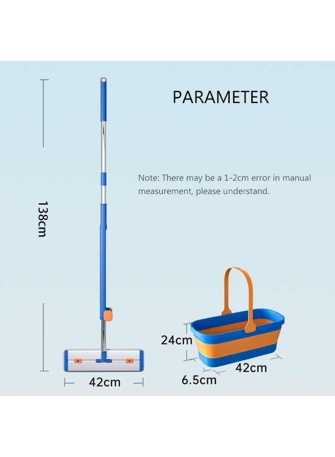 Clean Mop and Bucket Set，360° Rotating Mop with Adjustable Handle，Wet and Dry Microfiber Mop，Washable and Reusable Flat Mop，for Cleaning Floors and Window Cleaning（Blue） - Image 2