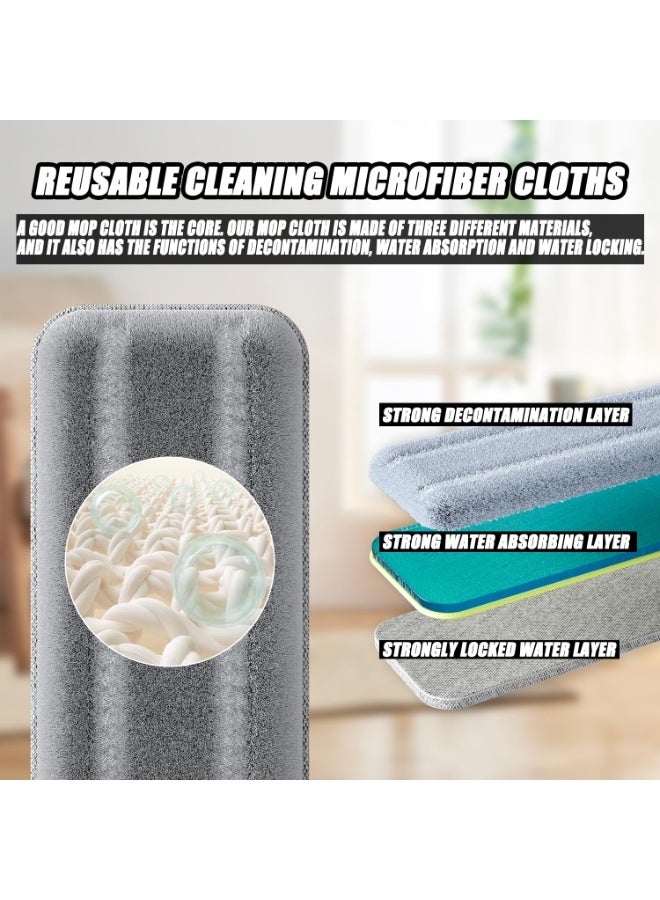 Clean Mop and Bucket Set，360° Rotating Mop with Adjustable Handle，Wet and Dry Microfiber Mop，Washable and Reusable Flat Mop，for Cleaning Floors and Window Cleaning（Blue） - Image 5