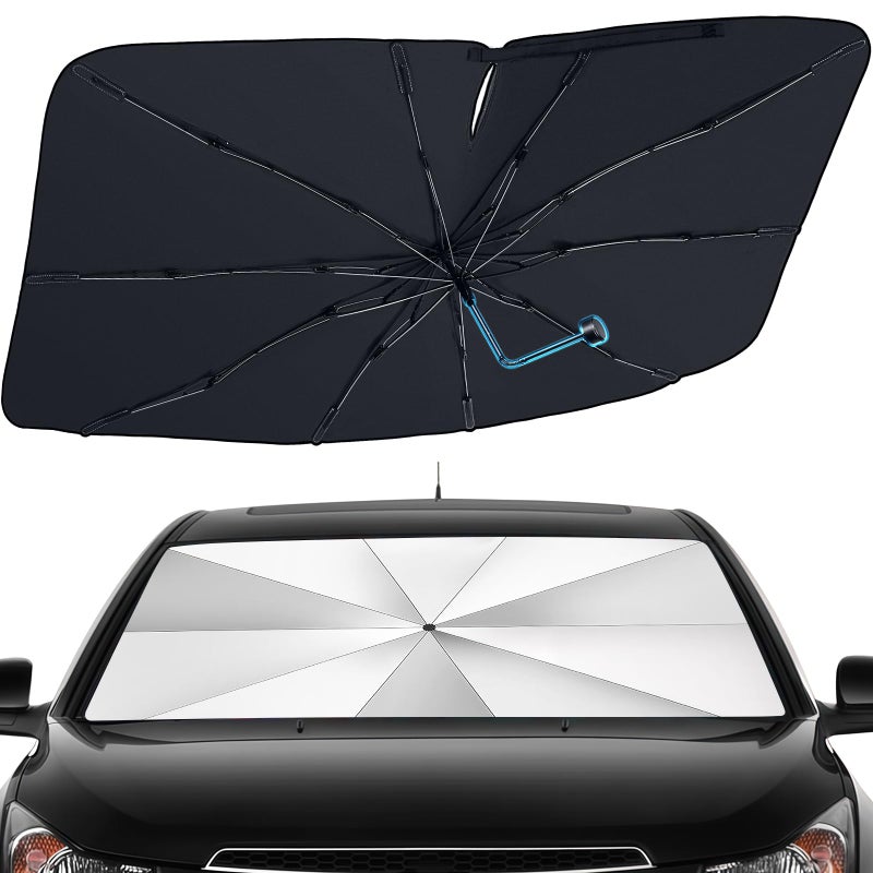Windshield Sun Shade Umbrella  Foldable Car Window Shades Reflective Car Sun Shade Windshield Front Sun Shade for Cars Windshield for Hatchback Truck SUV MPV 55x315