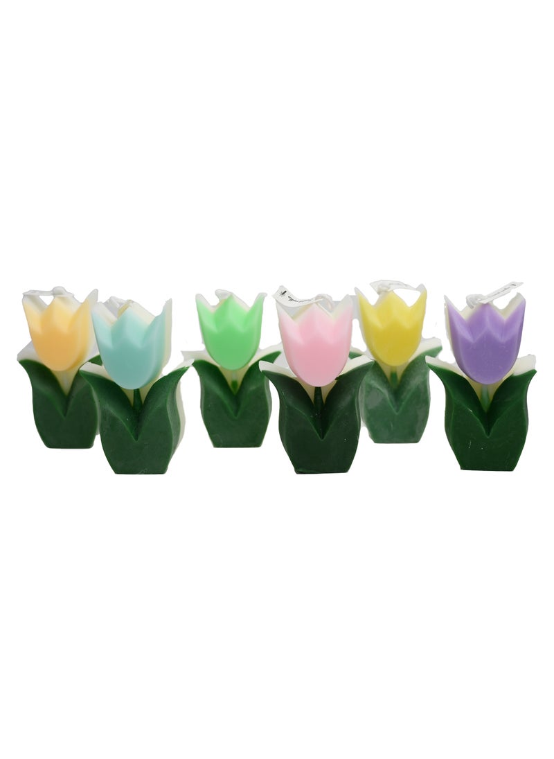 Innovity Korean Tulip Flower Scented Candle Set - Soy Candle - White Peach Oolong, Lime Basil and Citrus, Provence Lavender, Rosemary Mint - Home Fragrance Decor Accent 