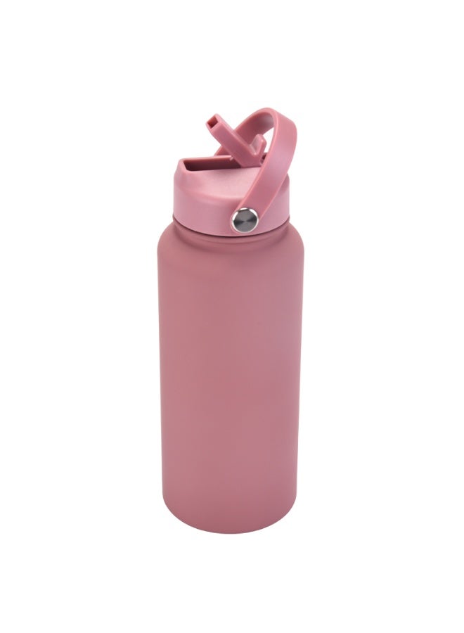 Hamzone Sports Water Bottle, Insulated Stainless Steel Thermal Water Bottle with Straw Lid, Leak Proof Double Wall Thermos for Hot and Cold Drinks, Wide Mouth, 500ml, Ideal for Gym, Office, School, Camping, Smokly Pink - Image 1