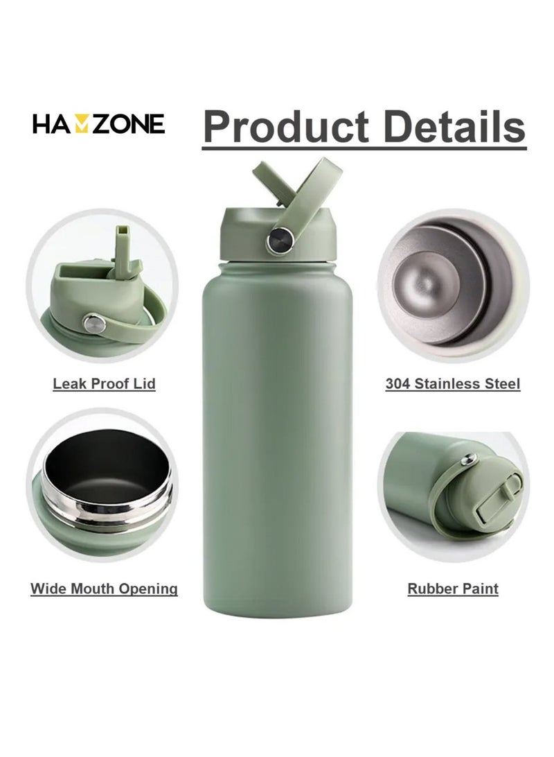 Hamzone Sports Water Bottle, Insulated Stainless Steel Thermal Water Bottle with Straw Lid, Leak Proof Double Wall Thermos for Hot and Cold Drinks, Wide Mouth, 500ml, Ideal for Gym, Office, School, Camping, Smokly Pink - Image 3