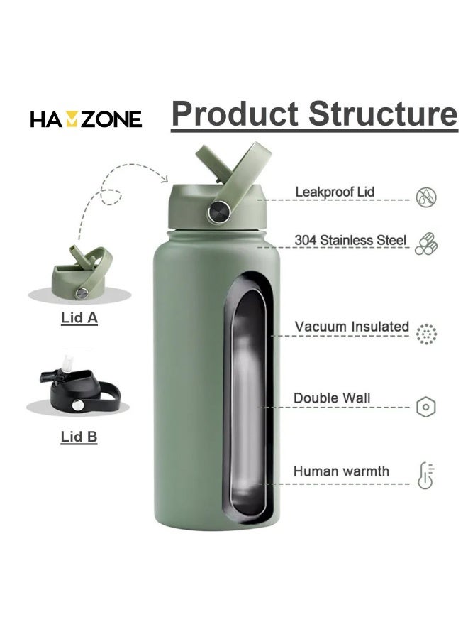 Hamzone Sports Water Bottle, Insulated Stainless Steel Thermal Water Bottle with Straw Lid, Leak Proof Double Wall Thermos for Hot and Cold Drinks, Wide Mouth, 500ml, Ideal for Gym, Office, School, Camping, Smokly Pink - Image 2