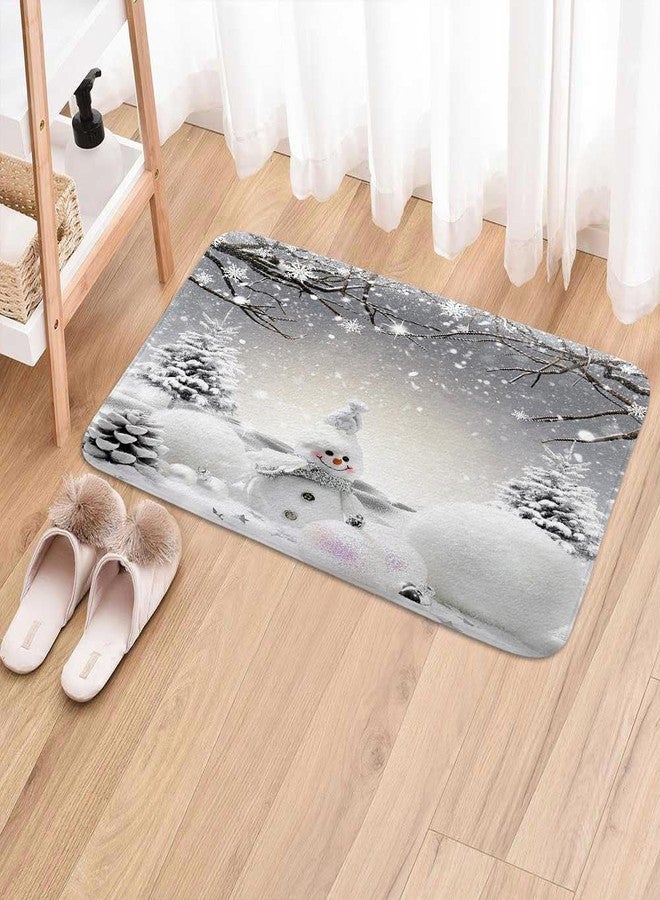 VEIGIKE Christmas Snowman Bath Mat for Bathroom, Grey Winter Snowflake Holiday Xmas Cute Gray Floor Rugs Mats Non Slip Bathroom Decor Accessories 17X29 Inches Kitchen Bedroom Indoor - Image 2