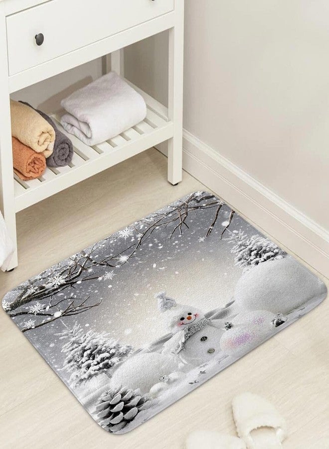 VEIGIKE Christmas Snowman Bath Mat for Bathroom, Grey Winter Snowflake Holiday Xmas Cute Gray Floor Rugs Mats Non Slip Bathroom Decor Accessories 17X29 Inches Kitchen Bedroom Indoor - Image 3