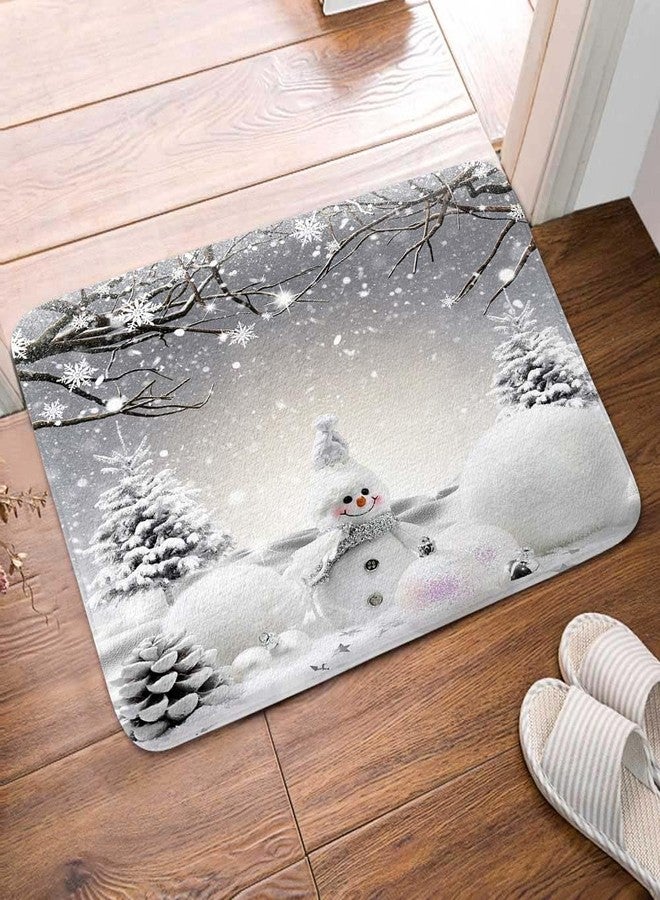 VEIGIKE Christmas Snowman Bath Mat for Bathroom, Grey Winter Snowflake Holiday Xmas Cute Gray Floor Rugs Mats Non Slip Bathroom Decor Accessories 17X29 Inches Kitchen Bedroom Indoor - Image 4
