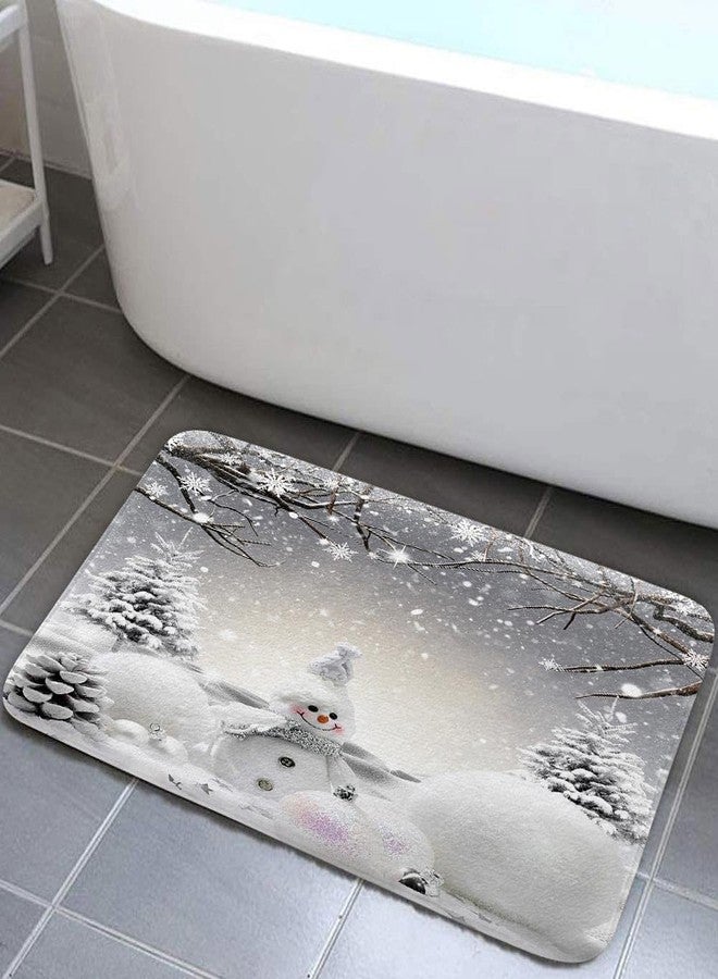 VEIGIKE Christmas Snowman Bath Mat for Bathroom, Grey Winter Snowflake Holiday Xmas Cute Gray Floor Rugs Mats Non Slip Bathroom Decor Accessories 17X29 Inches Kitchen Bedroom Indoor - Image 1