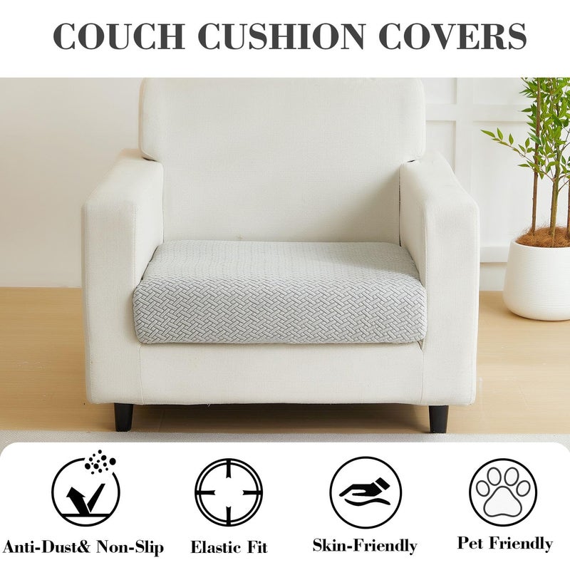Disayu Sofa Covers Couch Covers for Sofa Pet Friendly Couch Cushion Covers Universal Sofa Covers Washable Stretch Slipcovers for Sectional Sofa (Texture Light Gray,Large Single Seat Cover) - Image 3
