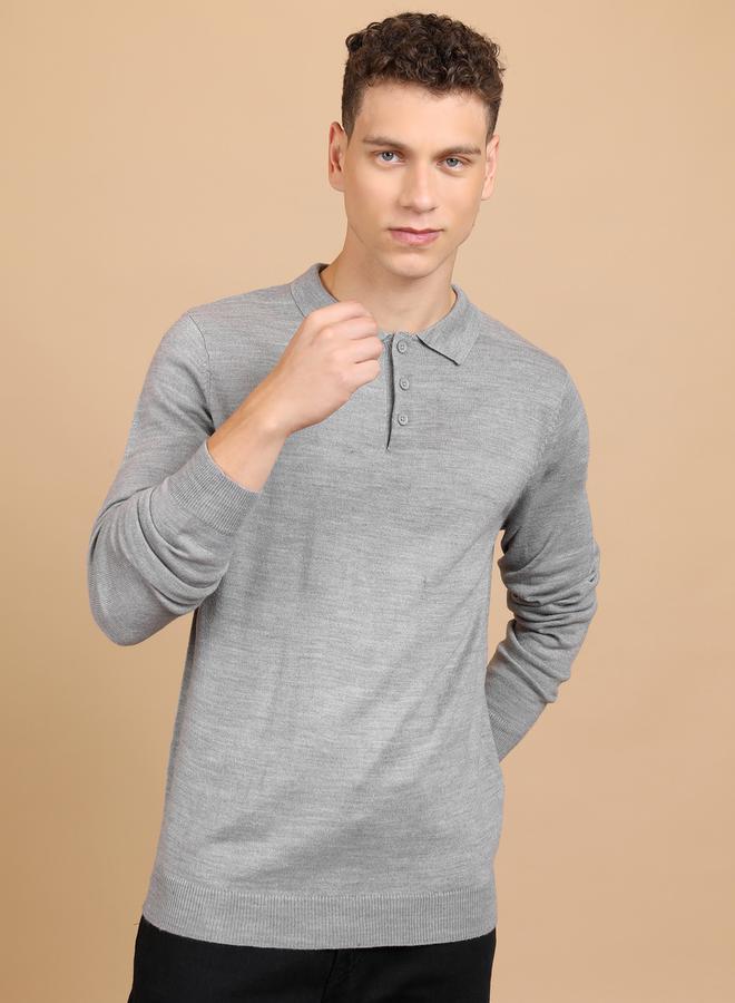 HIGHLANDER Collared Knit Sweater with Half-Button - Image 1