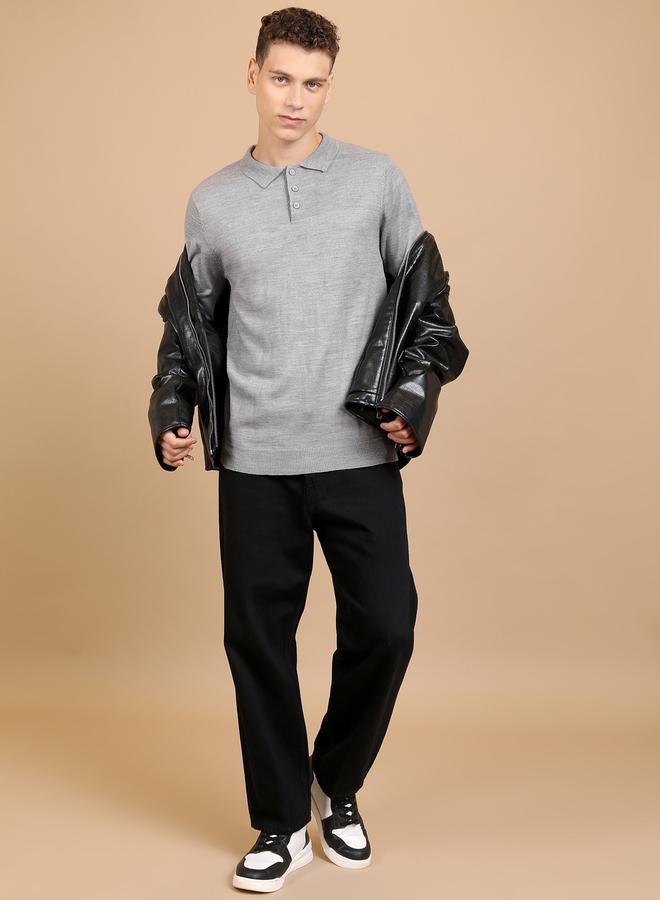 HIGHLANDER Collared Knit Sweater with Half-Button - Image 4