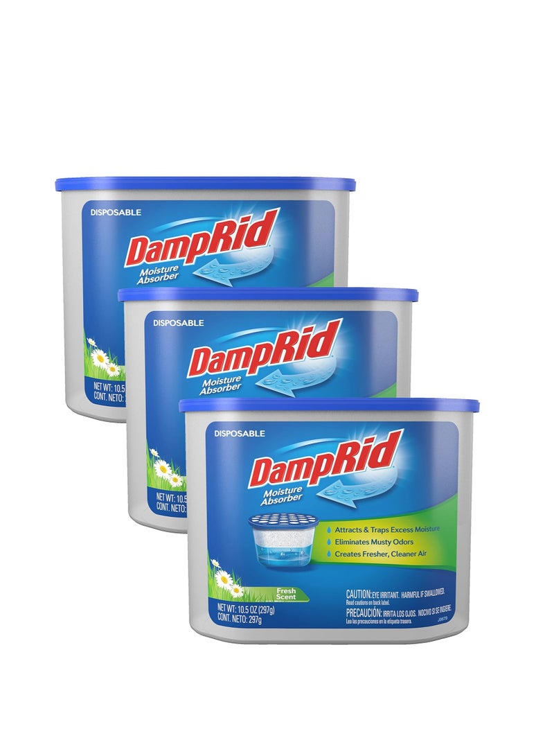 DampRid DampRid Fresh Scent Disposable Moisture Absorber, 10.5 oz., 3 Pack – Attracts & Traps Excess Moisture, Eliminates Musty Odors, Creates Fresher, Cleaner Air, White  - Image 1