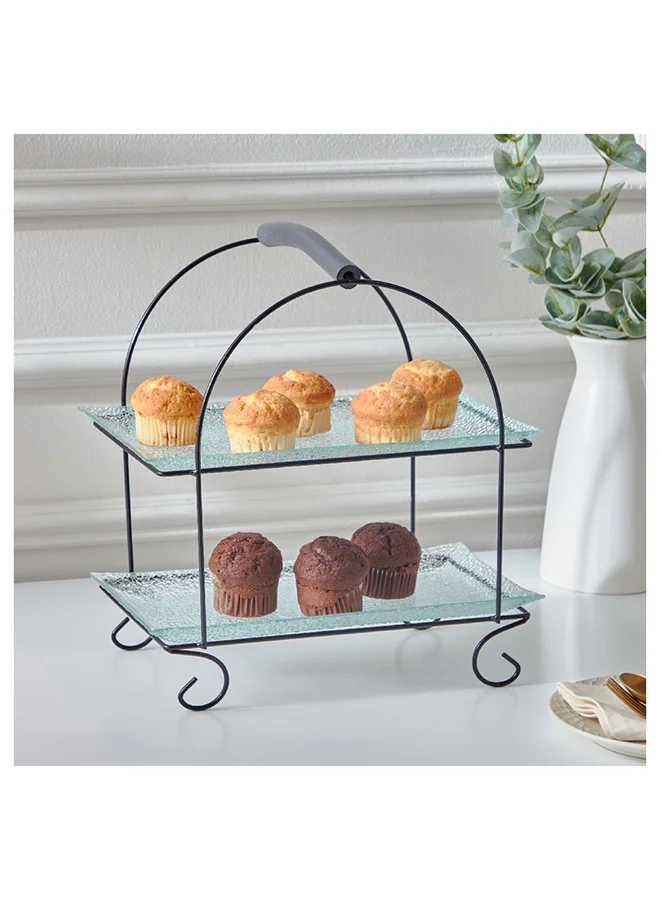 Home Box Vintage 3-Piece Glass Serving Tray Set 35.5x36.5x19.3 cm