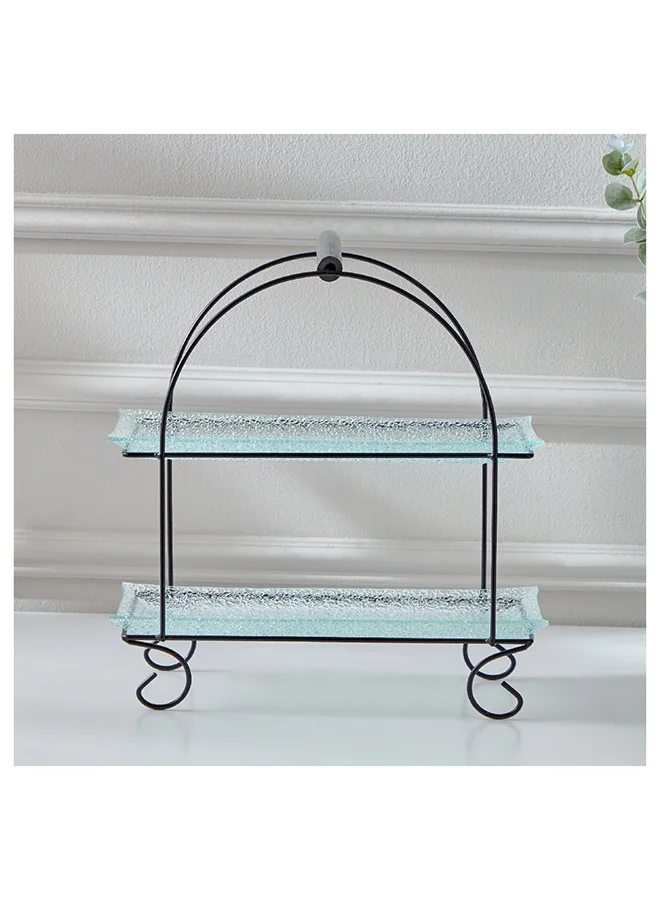 Home Box Vintage 3-Piece Glass Serving Tray Set 35.5x36.5x19.3 cm