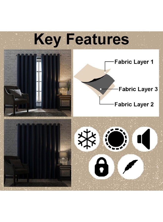 CASABLEU Casableu Eden Polyester Eyelets (Steel) Blackout Curtains with Tie Back, Bedroom Living Room (Pack of 2) (Brown, 7 feet) - Image 4