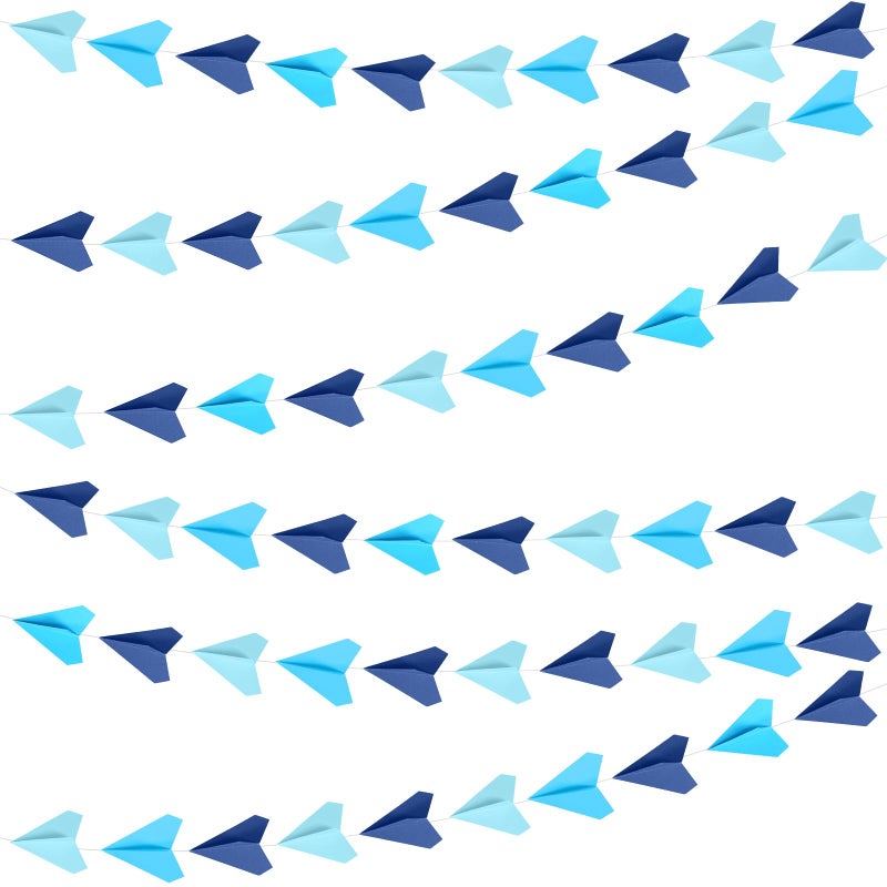 Janlaugh 6 Pcs Airplane Garland Colored Paper Plane Banner 3D Air Force Streamers Aviation Airplane Birthday Party Decorations Aircraft Backdrop for Home Classroom Hanging Decor Supplies (Travel) - Image 1