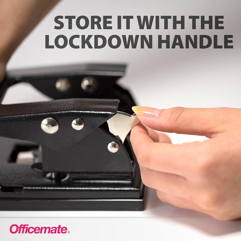 Officemate Heavy Duty 2-Hole Punch with Padded Handle, Black, 50-Sheet Capacity - Image 4