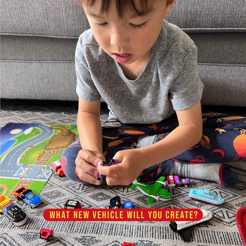 Popular Playthings سيارات مغناطيسية شهيرة للأطفال من 1-3 سنوات، ألعاب سيارات صغيرة قابلة للمزج أو المطابقة، مجموعة من 9 هدايا للأطفال - سيارات - Image 5