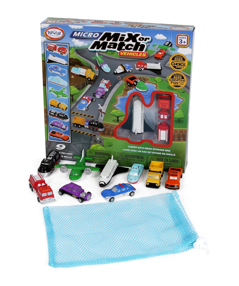 Popular Playthings سيارات مغناطيسية شهيرة للأطفال من 1-3 سنوات، ألعاب سيارات صغيرة قابلة للمزج أو المطابقة، مجموعة من 9 هدايا للأطفال - سيارات - Image 1