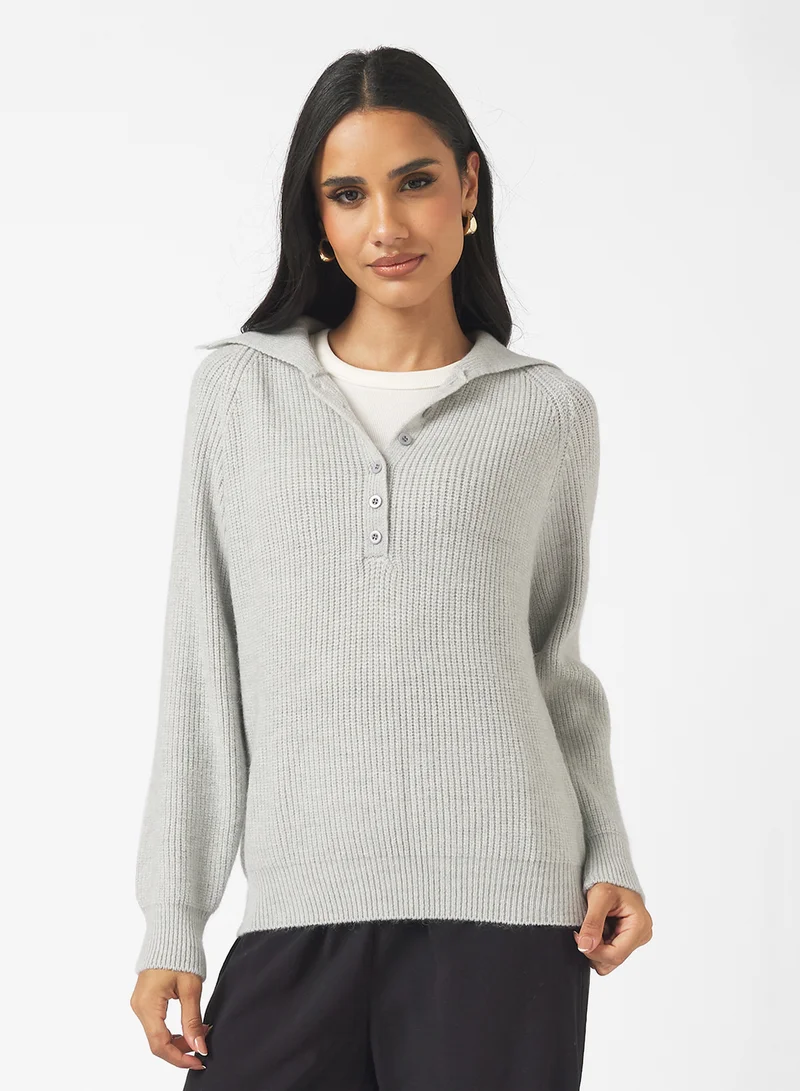 جينجر Polo Neck Fine Knit Sweater