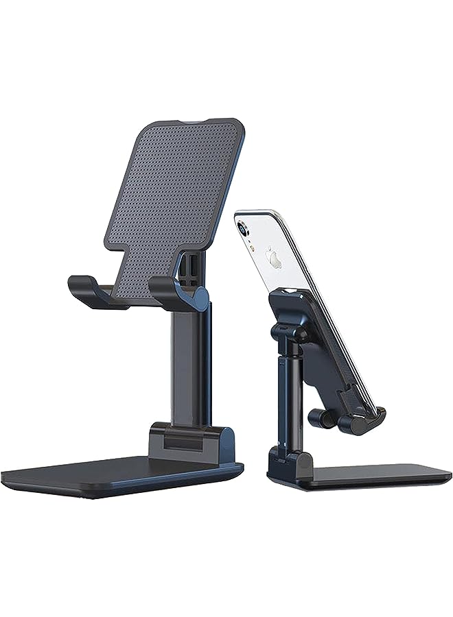 TYCOM Cell Phone Stand, Adjustable phone holder for Desk, Foldable Desktop Tablet Stand Holder, Double Adjustable Mobile stand Phone Tablet Holder (Black) - Image 1