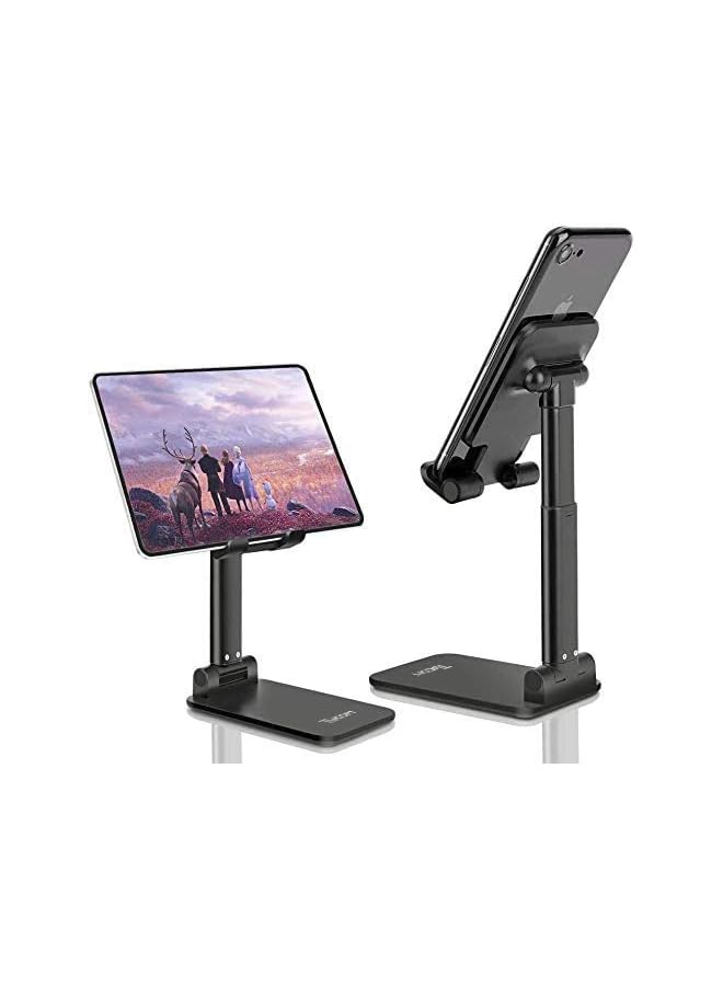 TYCOM Cell Phone Stand, Adjustable phone holder for Desk, Foldable Desktop Tablet Stand Holder, Double Adjustable Mobile stand Phone Tablet Holder (Black) - Image 4
