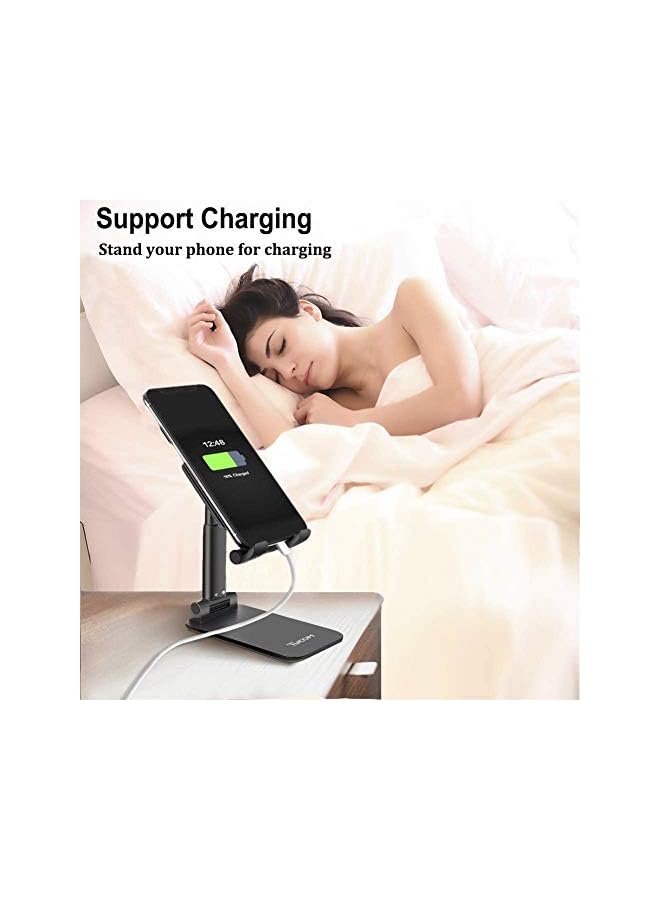 TYCOM Cell Phone Stand, Adjustable phone holder for Desk, Foldable Desktop Tablet Stand Holder, Double Adjustable Mobile stand Phone Tablet Holder (Black) - Image 3