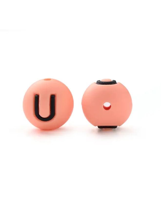 10pcs Orange Silicone Alphabet Beads A Z Uppercase Lowercase Letters DIY Craft Beads - Image 1