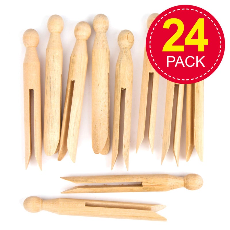 Baker Ross Wooden Dolly Pegs (Pack of 24) for Kids Arts and Crafts Activities - Image 2