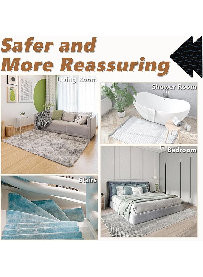 16 قطعة من ملصقات السجاد المثلثة لسجاد المنطقة على الأرضيات الخشبية، ملصقات مانعة للانزلاق من أجل السلامة والاستقرار، سدادات سجاد قابلة لإعادة الاستخدام وقابلة للغسل على الوجهين لمنع الانزلاق - Image 3