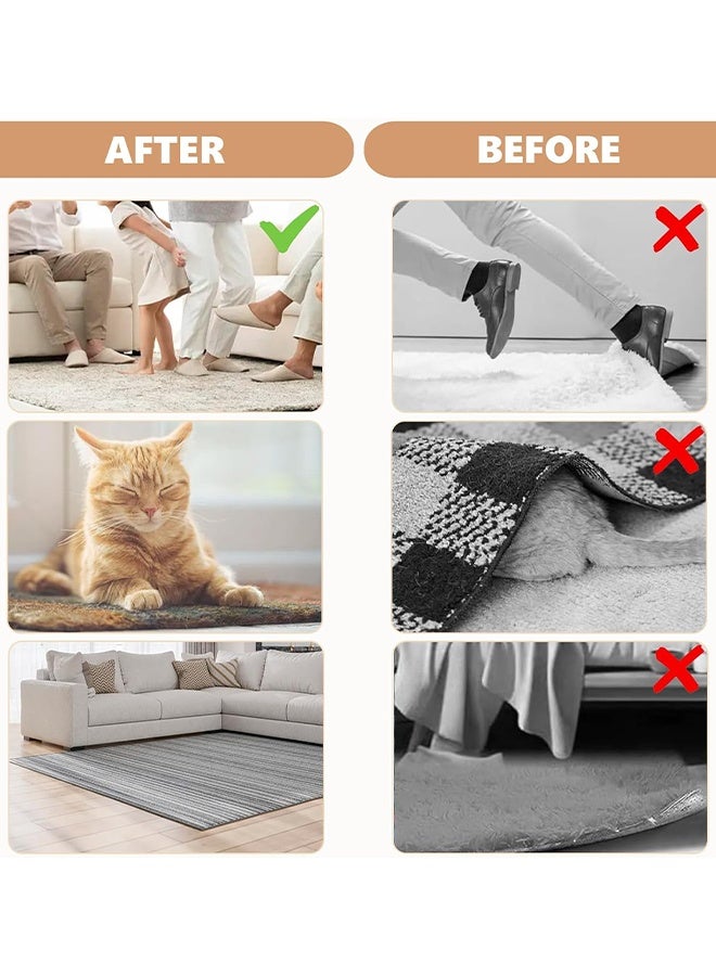 16 قطعة من ملصقات السجاد المثلثة لسجاد المنطقة على الأرضيات الخشبية، ملصقات مانعة للانزلاق من أجل السلامة والاستقرار، سدادات سجاد قابلة لإعادة الاستخدام وقابلة للغسل على الوجهين لمنع الانزلاق - Image 4