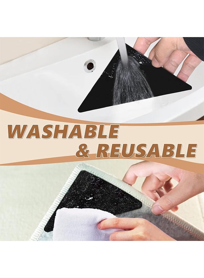 16 قطعة من ملصقات السجاد المثلثة لسجاد المنطقة على الأرضيات الخشبية، ملصقات مانعة للانزلاق من أجل السلامة والاستقرار، سدادات سجاد قابلة لإعادة الاستخدام وقابلة للغسل على الوجهين لمنع الانزلاق - Image 5