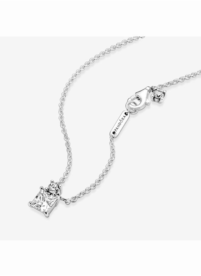 PANDORA - Pandora Cubic Zirconia Classic Fashion Women's Silver Sparkling Round Pendant Necklace 390048C01-45 - Image 1