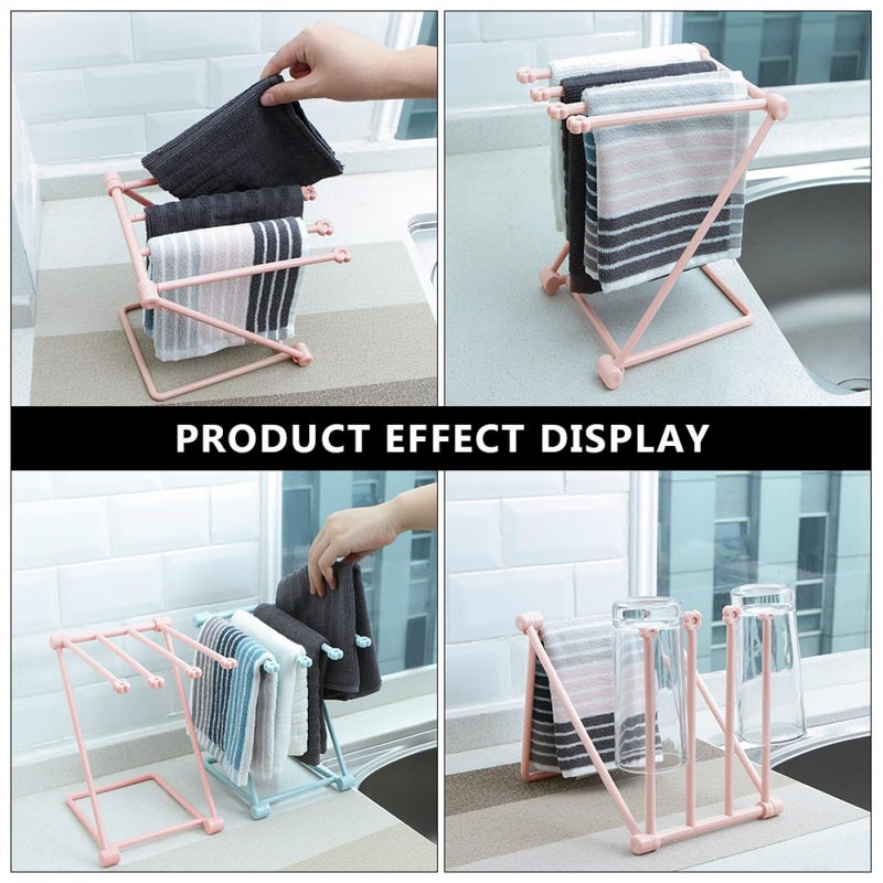 Foldable Pp Drainage Dishcloth Storage Shelf 2pcs Kitchen Towel Organizer Countertop Rack - Image 5