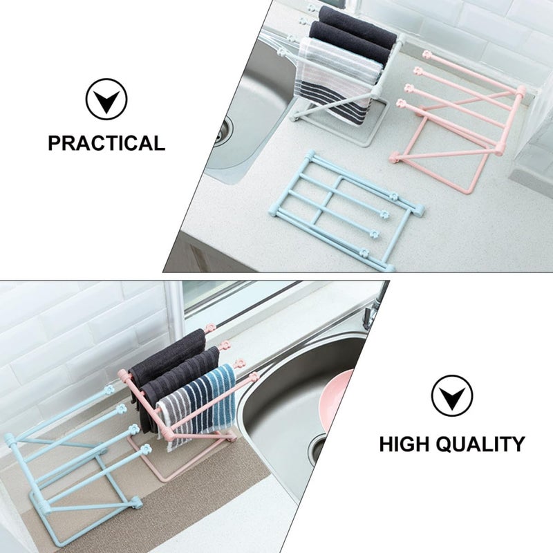 Foldable Pp Drainage Dishcloth Storage Shelf 2pcs Kitchen Towel Organizer Countertop Rack - Image 4