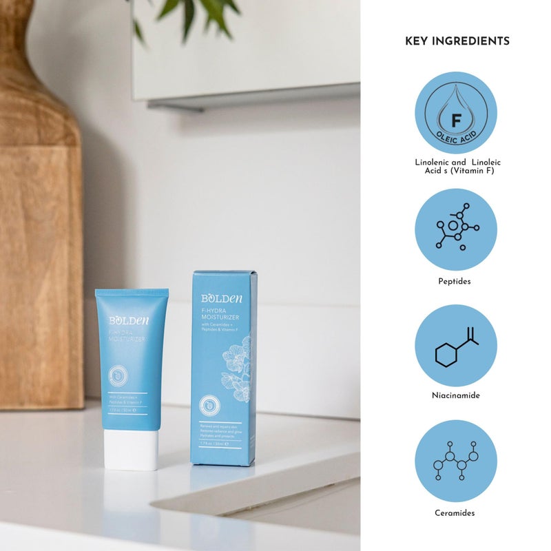 BOLDEN F-Hydra Moisturizer | Daily Face Cream to Hydrate & Moisturize Dry Skin | Made with Ceramides, Peptides, & Vitamin F | 1.7 Fl Oz - Image 4