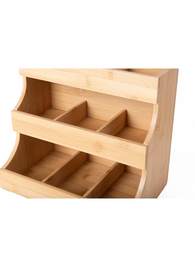 Theodore - Vertical Tea Bag Organizer Bamboo Tea Bag Holder. Holds 180 Tea Bags.Elegant And Practical Wooden Tea Box For Tea Storage For Home Office Or Café. Can Also Hold Sugar Pack Ets And Creamers - Image 1