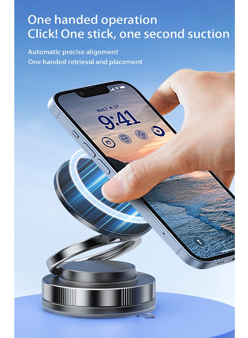 Aurafly 360° Rotating Vacuum Magnetic Car Phone Holder，Adjustable And Foldable Car Mount，Suction Cup Base Strong Magnetic Car Phone Holder，Small And Portable, Suitable For Cars, Desks, Gyms, kitchens, Business Trips  - Image 2