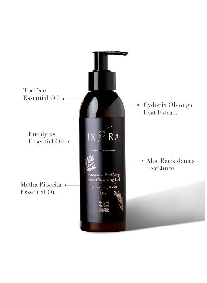 IXORA Intensive Purifying Face Cleansing Gel - For Oily Skin - Certified Organic - Minimizes the appearance of open pores, prevent pimples - GMO Free - Vegan Friendly - Suitable for Sensitive Skin - Image 2