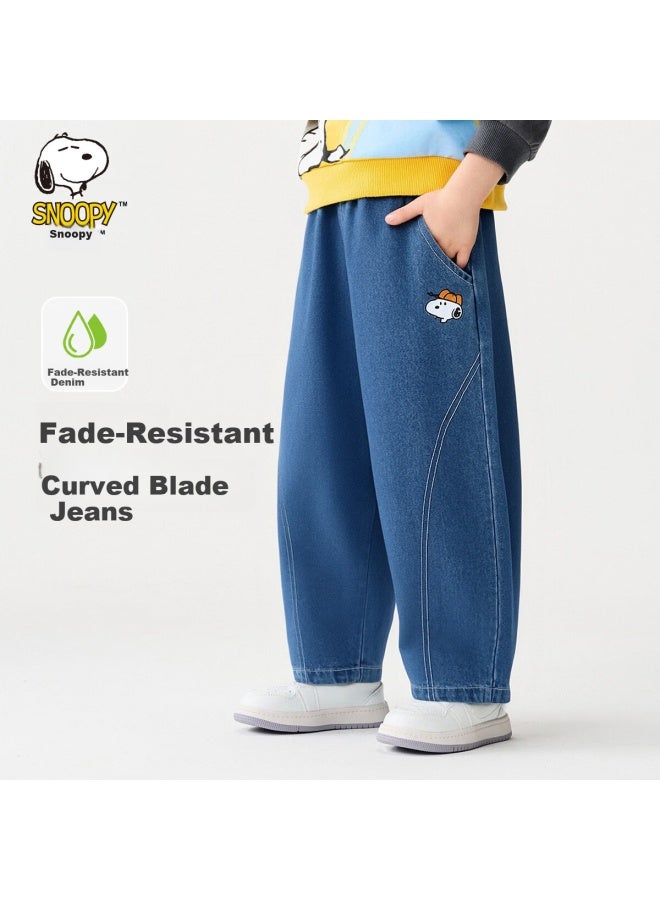 Snoopy Boys' Denim Carrot Pants Children's Baseball Light Blue Jeans 110 - Image 1