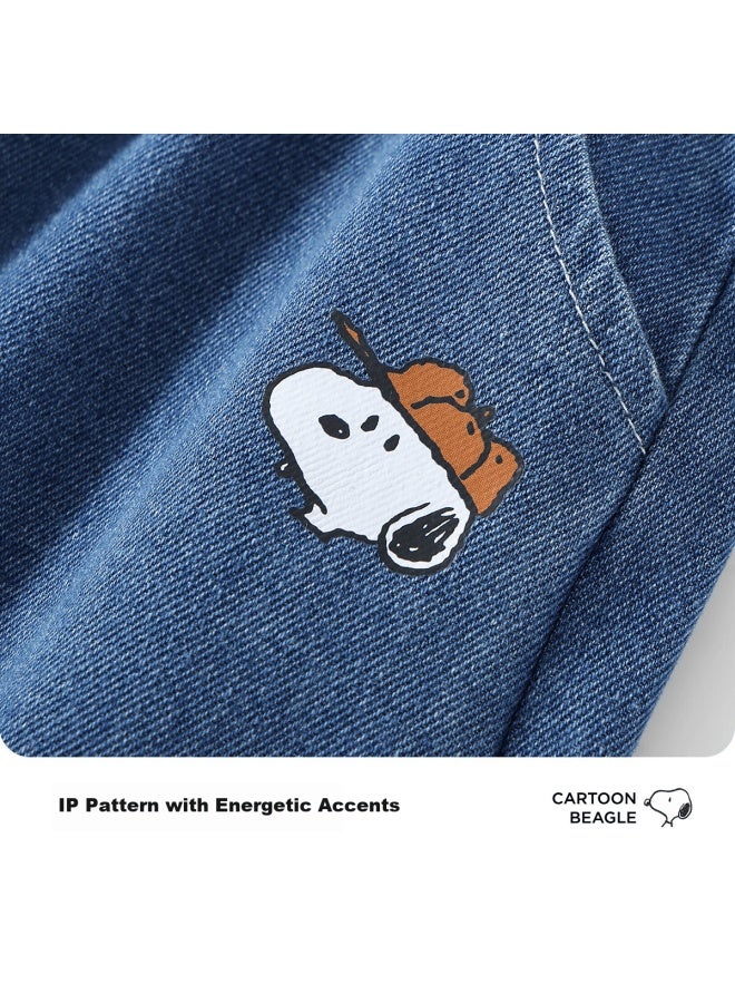 Snoopy Boys' Denim Carrot Pants Children's Baseball Light Blue Jeans 110 - Image 3
