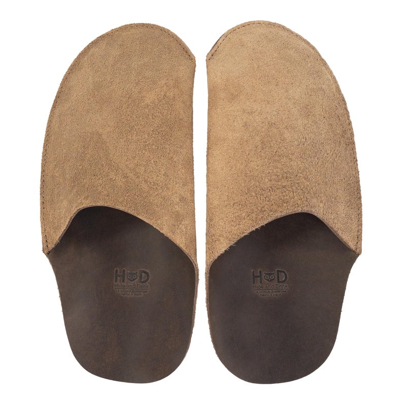 Hide & Drink Hide Drink House Slippers for Men Full Grain Leather Handmade Bourbon Brown US Footwear Size System Adult Men Alpha Medium Large - Image 2