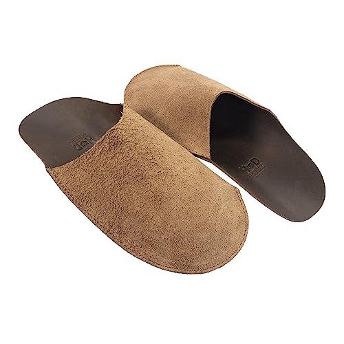 Hide & Drink Hide Drink House Slippers for Men Full Grain Leather Handmade Bourbon Brown US Footwear Size System Adult Men Alpha Medium Large - Image 3